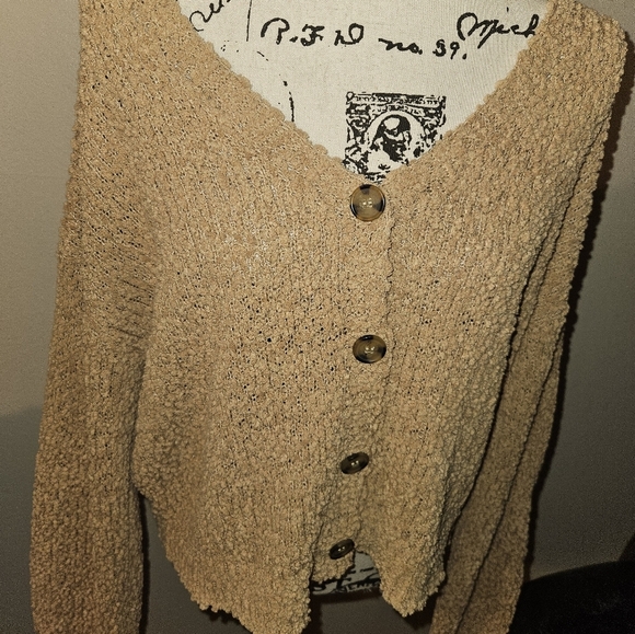 Social Standard By Sanctuary Womans Tan Cardigan Sweater Size L - Picture 3 of 11